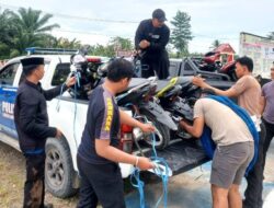 Satlantas Polres Mamuju Tengah Angkut Puluhan Motor Pelaku Balap Liar ke Mapolres