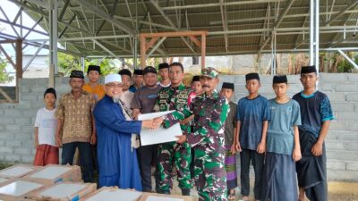 Wa As Intel Kodam XIV/Hasanuddin Berikan Bantuan Untuk Pembangunan Yayasan Panti Asuhan Pondok Pesantren Abuhuraera